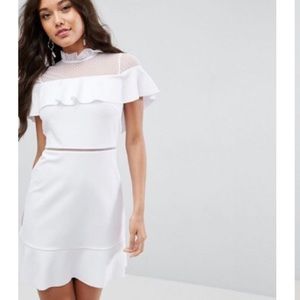 ASOS White Dress with Mesh Panel 10